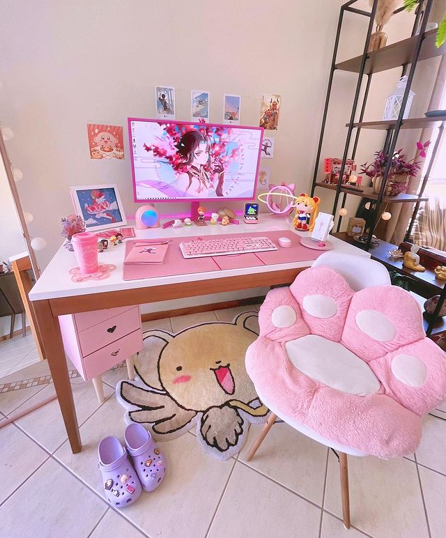 pink gaming setup