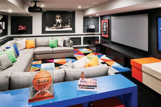 sports themed man cave