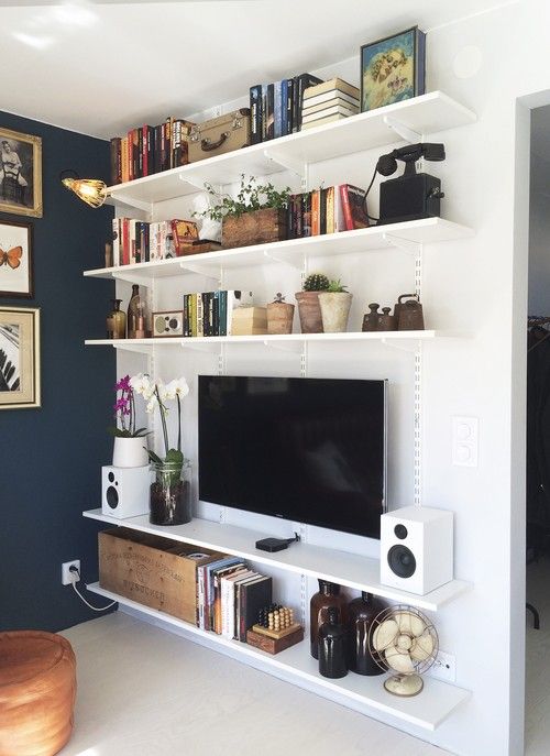 Shelves above deals tv stand