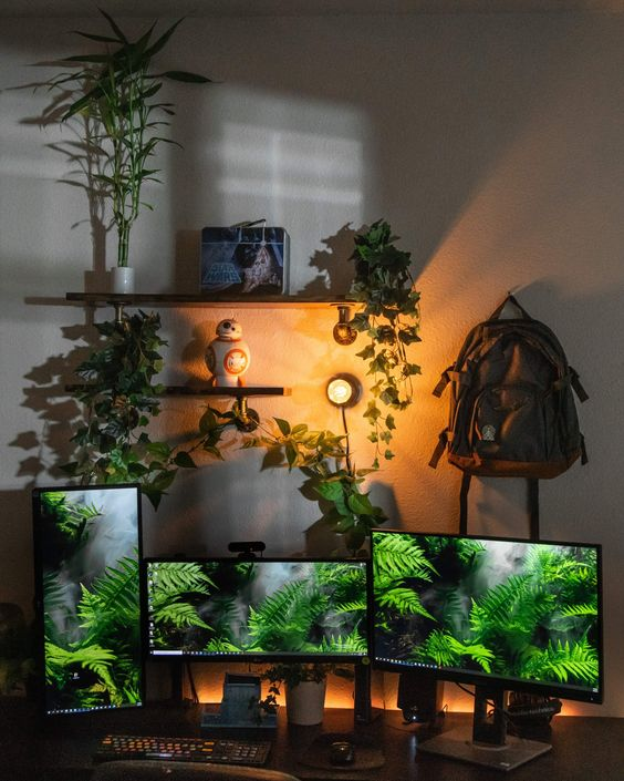 Nature meets machine in this bright and tidy PC gaming setup