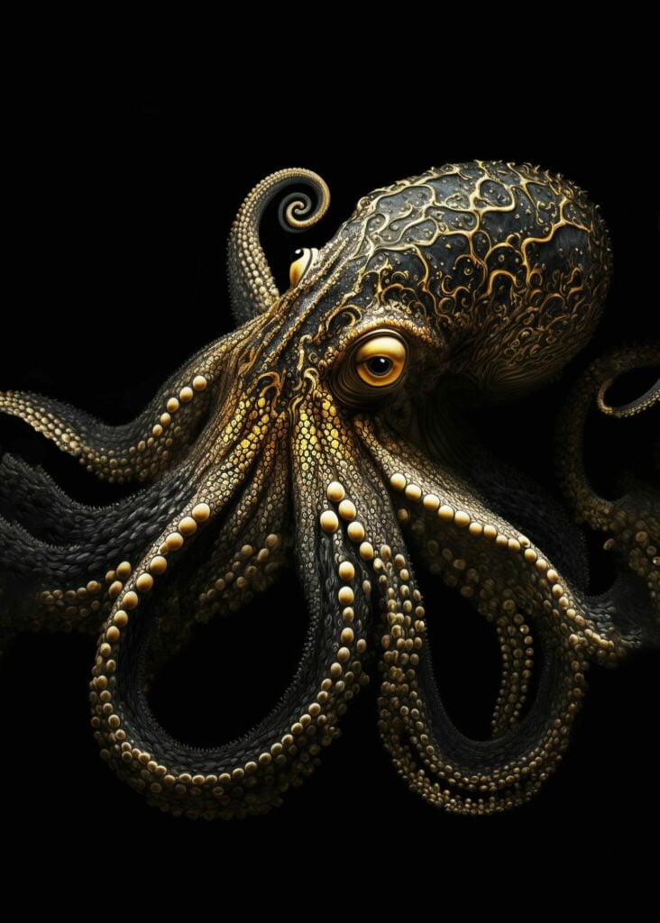 Black and Gold Octopus
