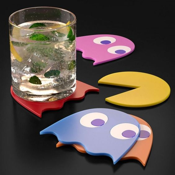 PANCHH Man Cave Coasters with Holder for Drinks & Manly Decor - Cool Kitchen Stuff, Best Housewarming & Birthday Gifts for Men, Guys, Male Best