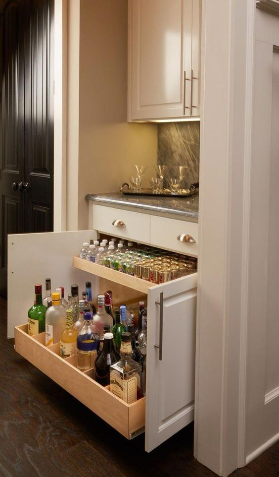 Beverage station  Kitchen wine fridge, Home bar areas, Kitchen