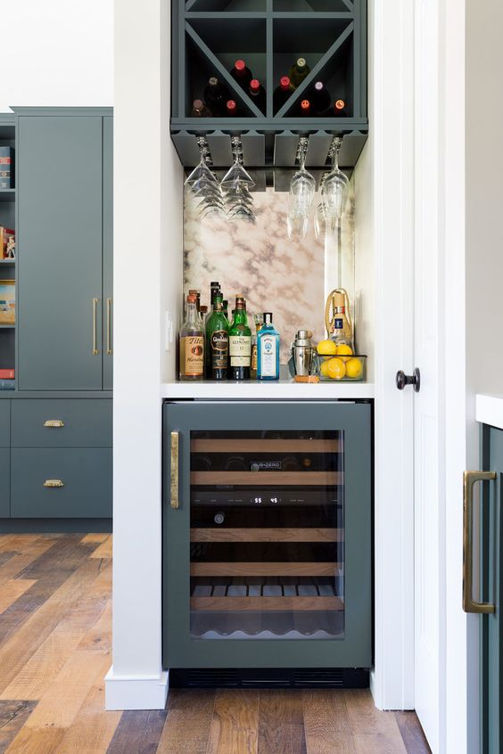 Small bar with wine outlet fridge