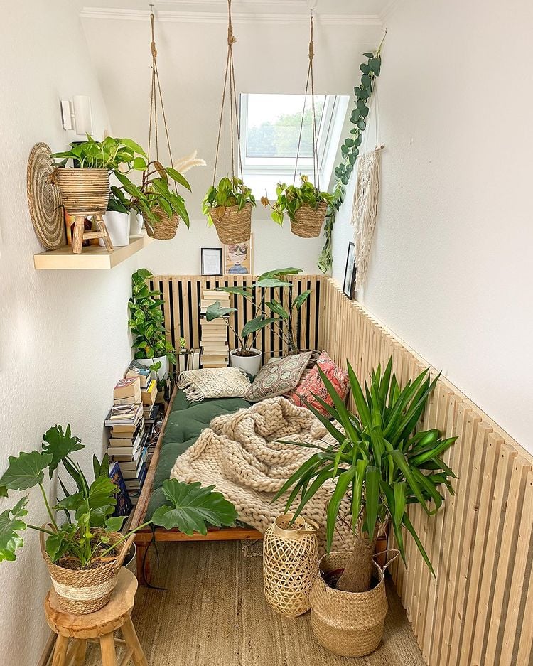 reading nook with plants