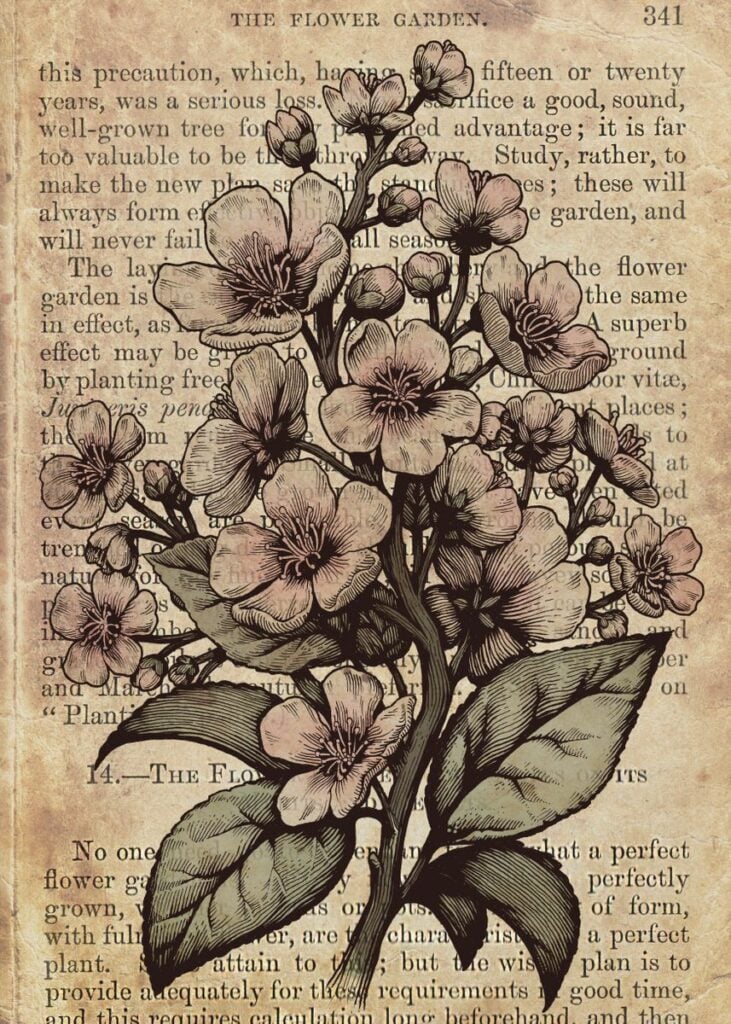 Botanical Cherry Blossom Tree Poster