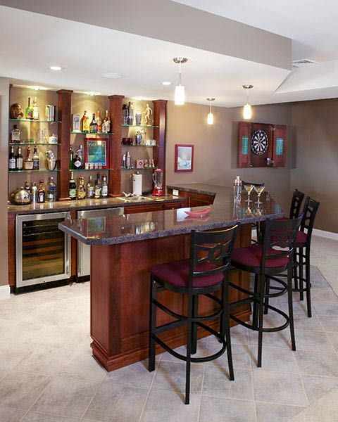 l shaped basement bar designs