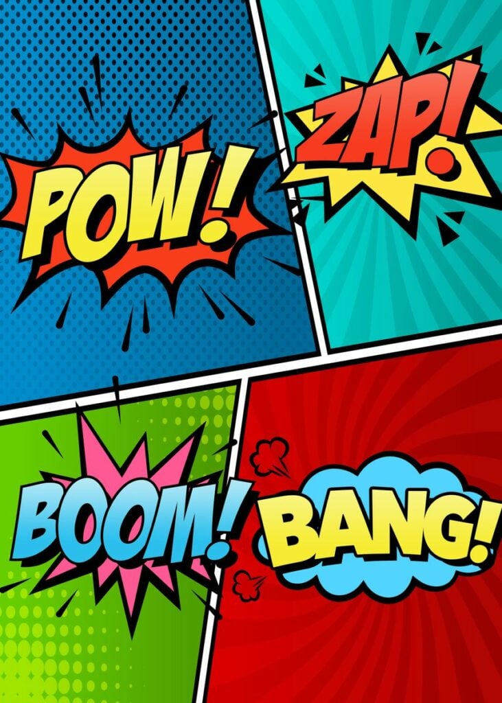 Comic Text POW ZAP BOOM Poster by 84PixelDesign
