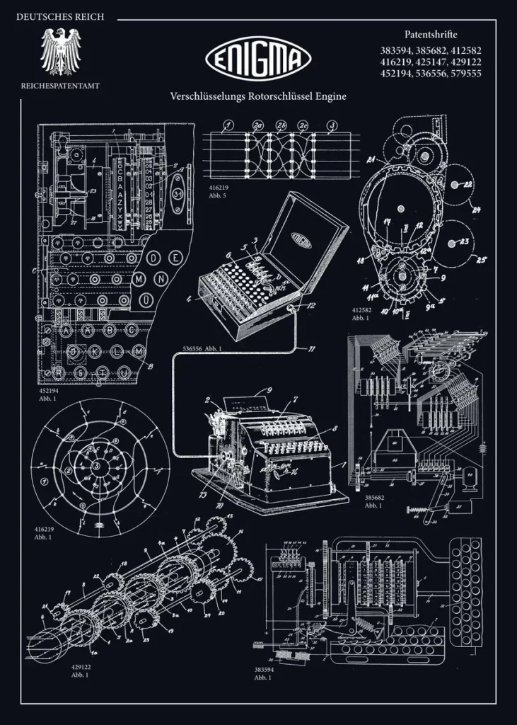 Enigma Patent Blueprint Poster by Adrien Didot
