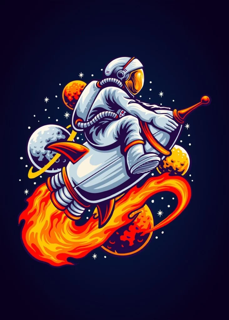 Rocket Rodeo Astronaut Poster by Kunyah