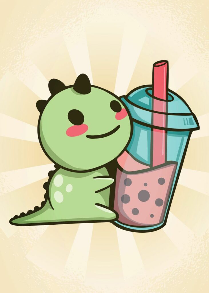 Dinosaur With Drink Poster