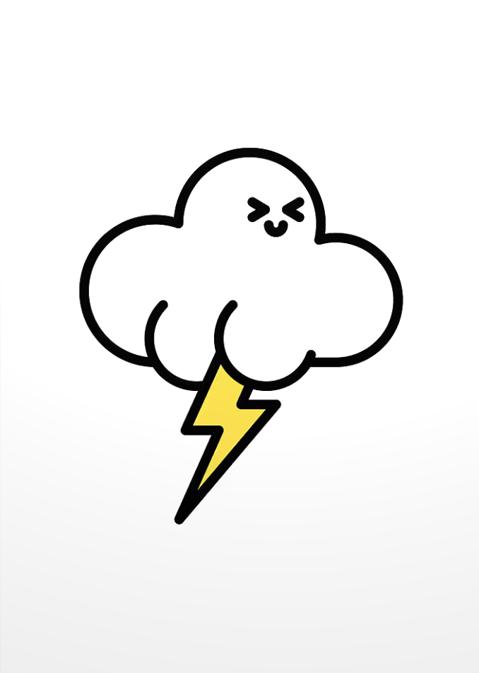Quilimo Studio - Cloud Fart - Cute Cloud with Lightning Bolt