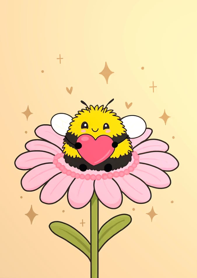 SADI - Cute Bee on a Flower with Heart