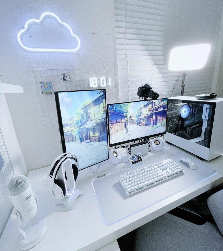 15 All-White Gaming Setup Ideas to Inspire Your Next Build | Displate Blog