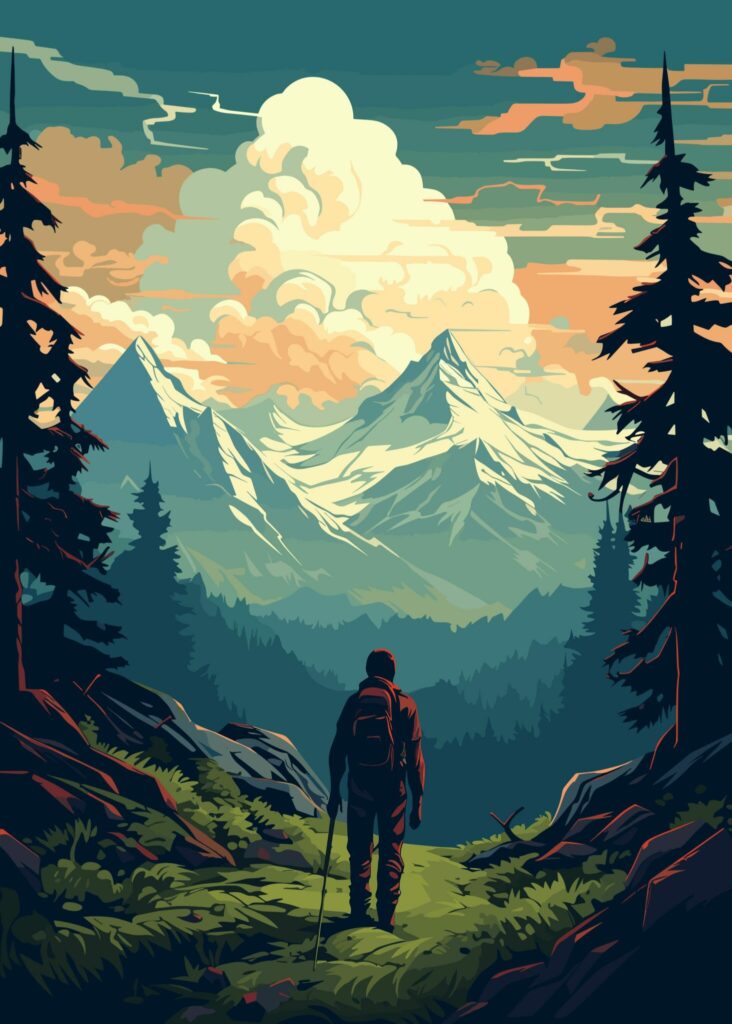 Mountain Hiking Outdoor Poster