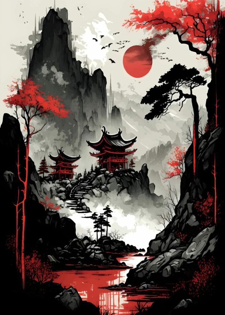 Red Moon Japan Poster