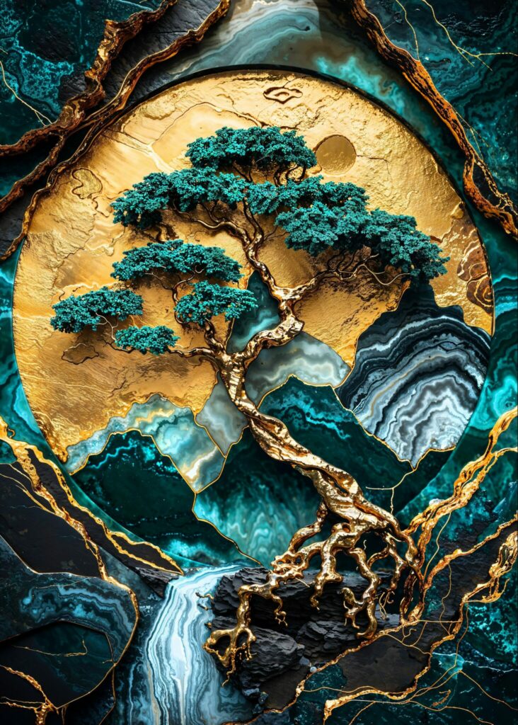 Golden Tree of Harmony Art Poster