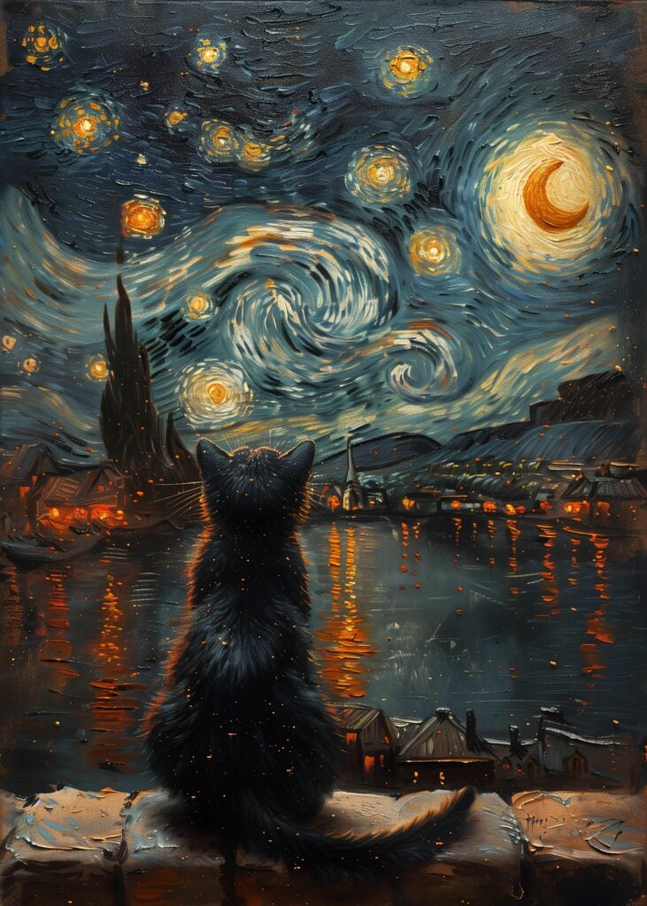 Starry Night And The Cat Poster
